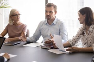 Boss explaining current state of project, challenges, next steps, clarifying terms for agreement